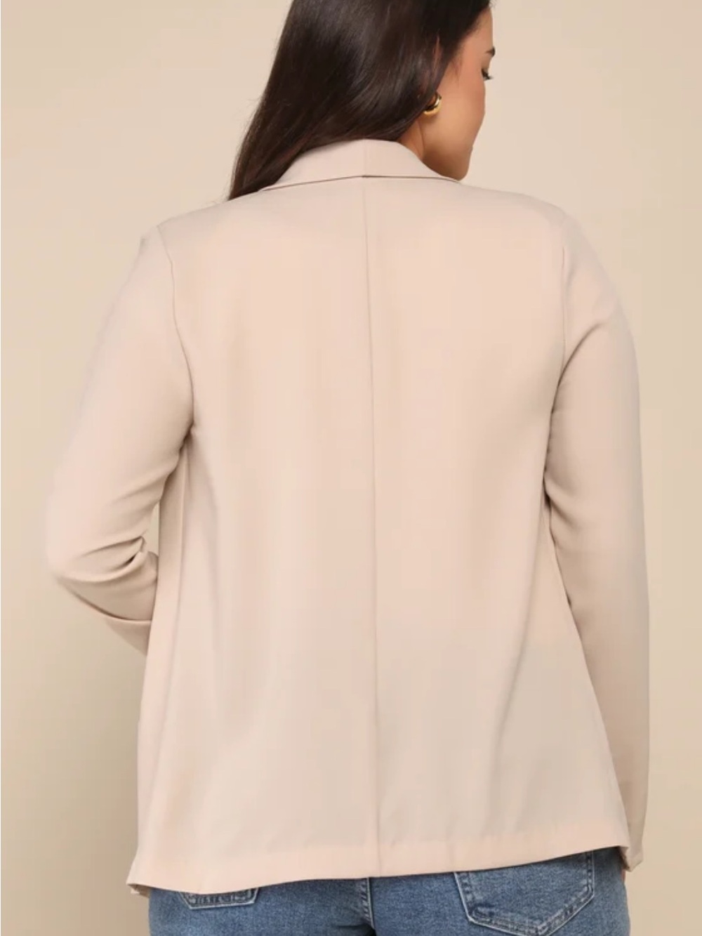 Lulus Miss Punctuality Taupe Lightweight Blazer Beige - Size M - Picture 3 of 4